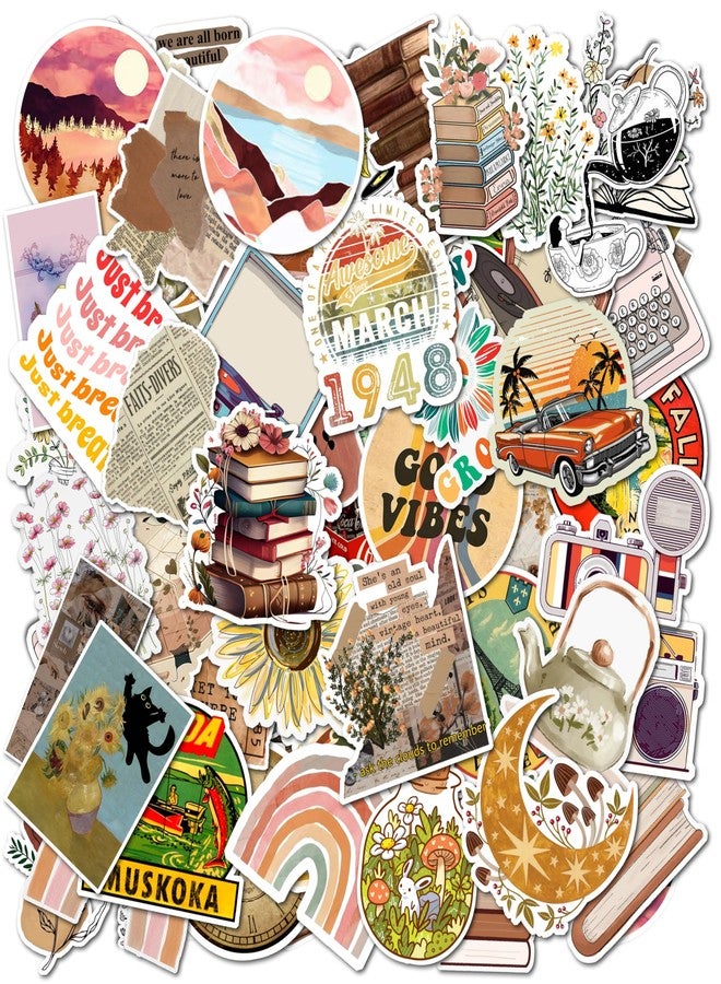 EXO DECOR Pack of 55 - Vintage Theme Vinyl Stickers for Laptop, Journal, Guitar, Mobile Phone, Bike - Waterproof Residue Free Stickers - Image 2
